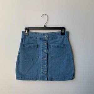 Denim Button Front Skirt